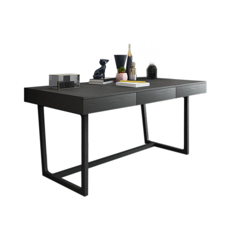 Industrial Black Writing Desk with Drawers Office Desk Rectangular