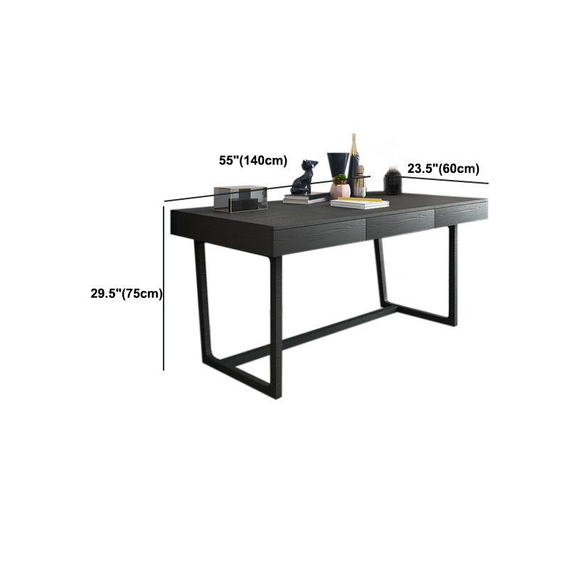 Industrial Black Writing Desk with Drawers Office Desk Rectangular