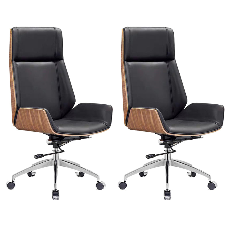 Contemporary High Back Office Chair Black Executive Faux Leather Chair