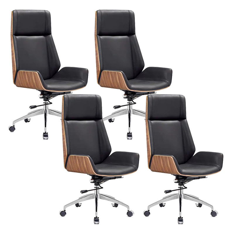 Contemporary High Back Office Chair Black Executive Faux Leather Chair