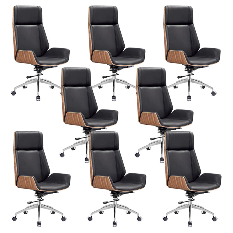 Contemporary High Back Office Chair Black Executive Faux Leather Chair