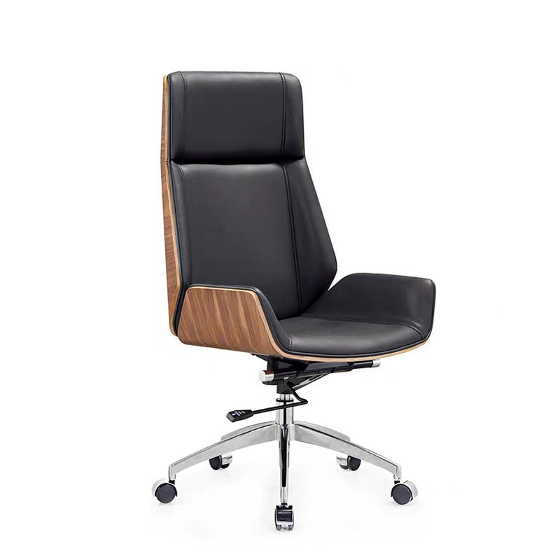 Contemporary High Back Office Chair Black Executive Faux Leather Chair