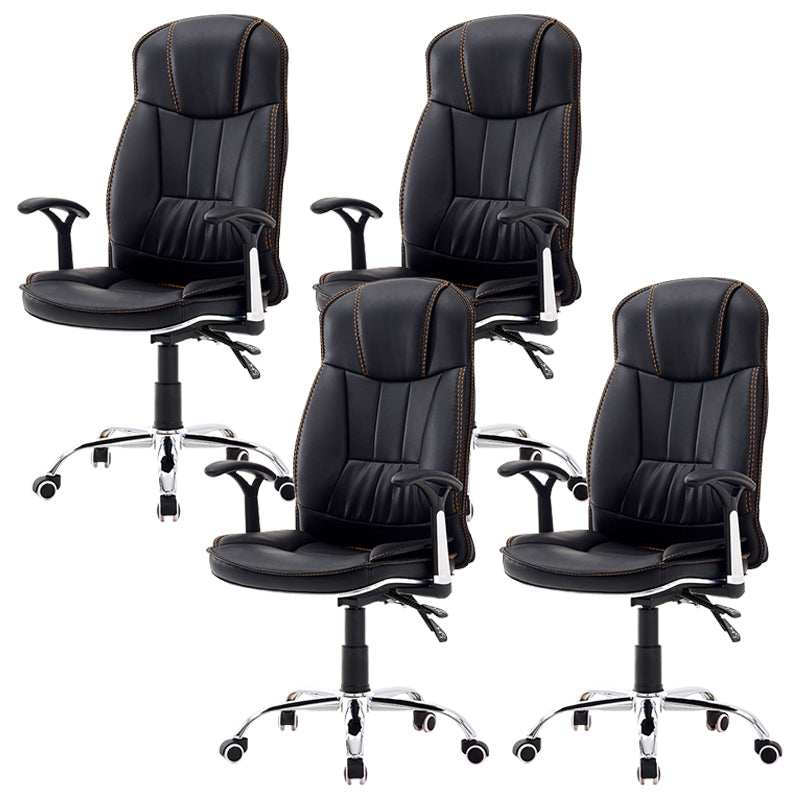 Contemporary Faux Leather Swivel Office Chair Padded Arms Desk Chair