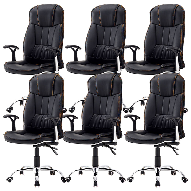 Contemporary Faux Leather Swivel Office Chair Padded Arms Desk Chair