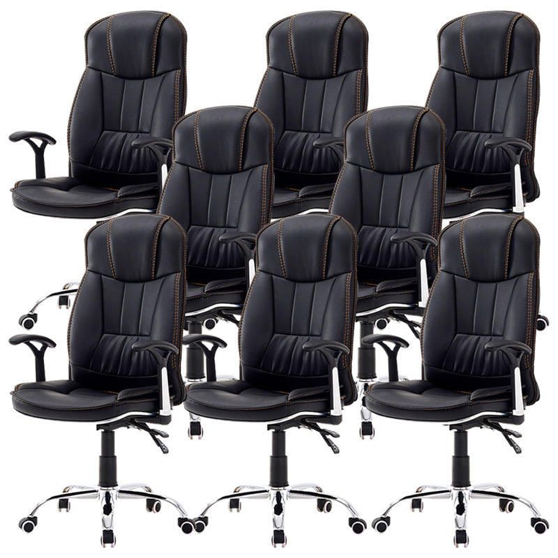 Contemporary Faux Leather Swivel Office Chair Padded Arms Desk Chair