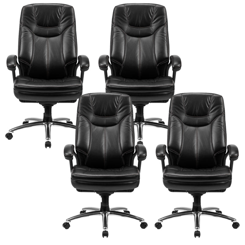 Contemporary Arm Chair Padded Arms Tilt Mechanism Black Office Chair