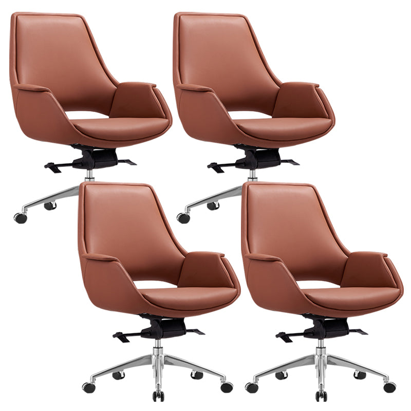 Chrome Frame No Distressing Office Chair Brown Faux Leather Managers Chair