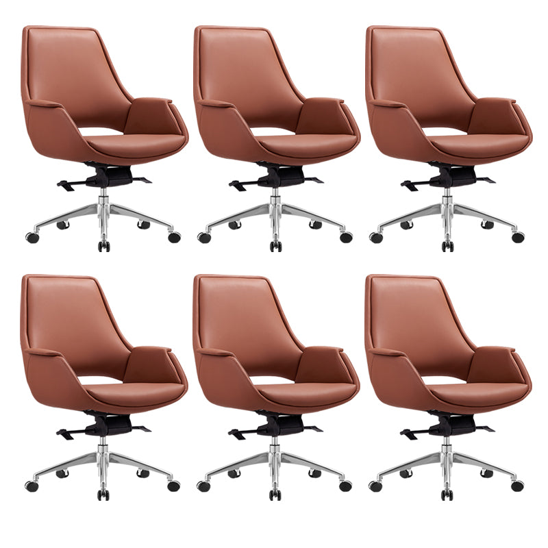 Chrome Frame No Distressing Office Chair Brown Faux Leather Managers Chair