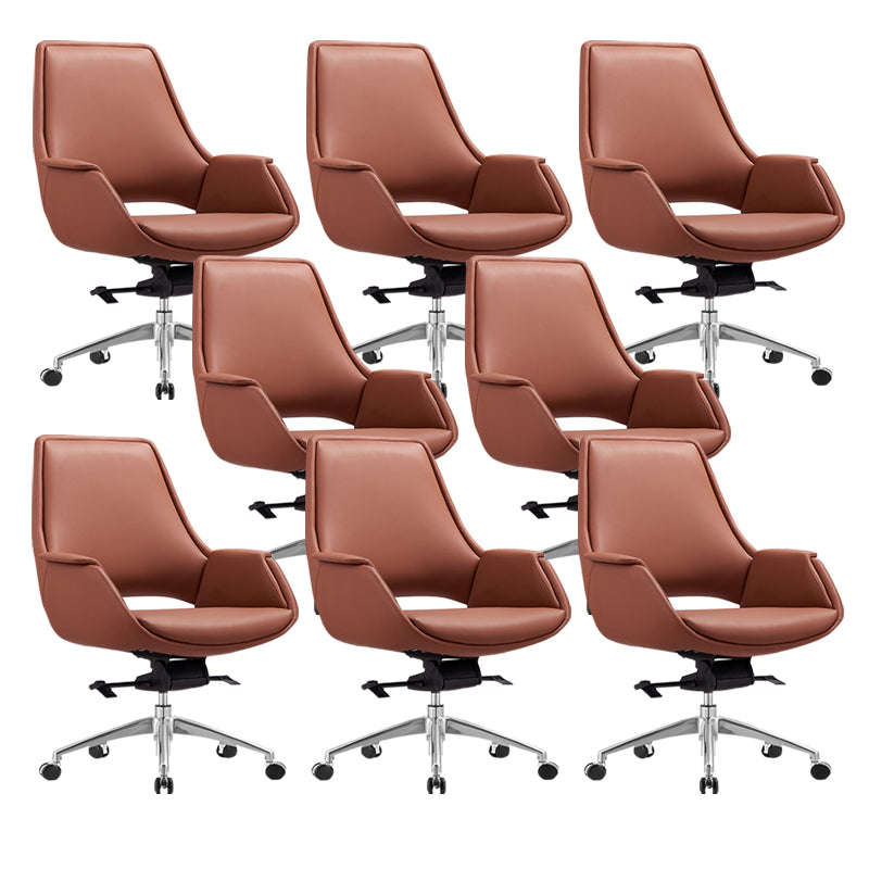 Chrome Frame No Distressing Office Chair Brown Faux Leather Managers Chair