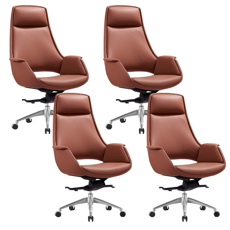 Chrome Frame No Distressing Office Chair Brown Faux Leather Managers Chair