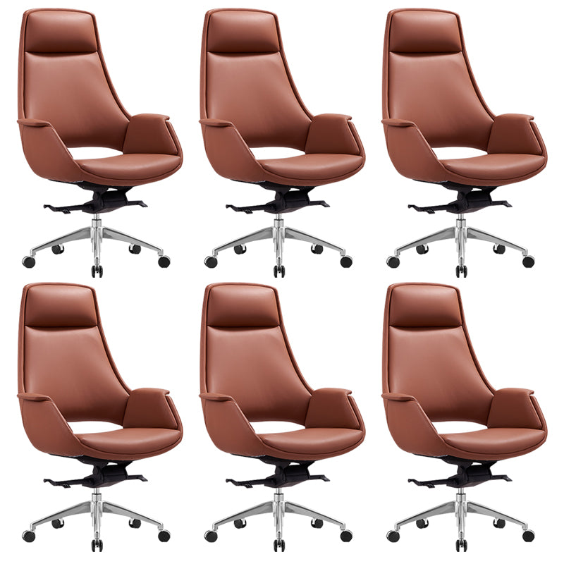 Chrome Frame No Distressing Office Chair Brown Faux Leather Managers Chair