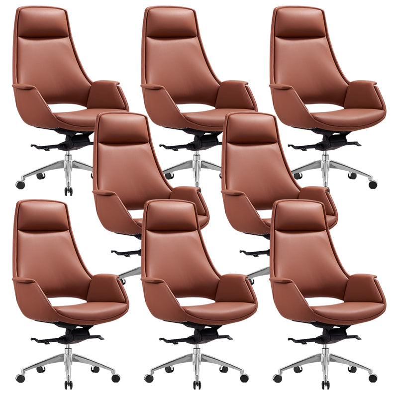 Chrome Frame No Distressing Office Chair Brown Faux Leather Managers Chair