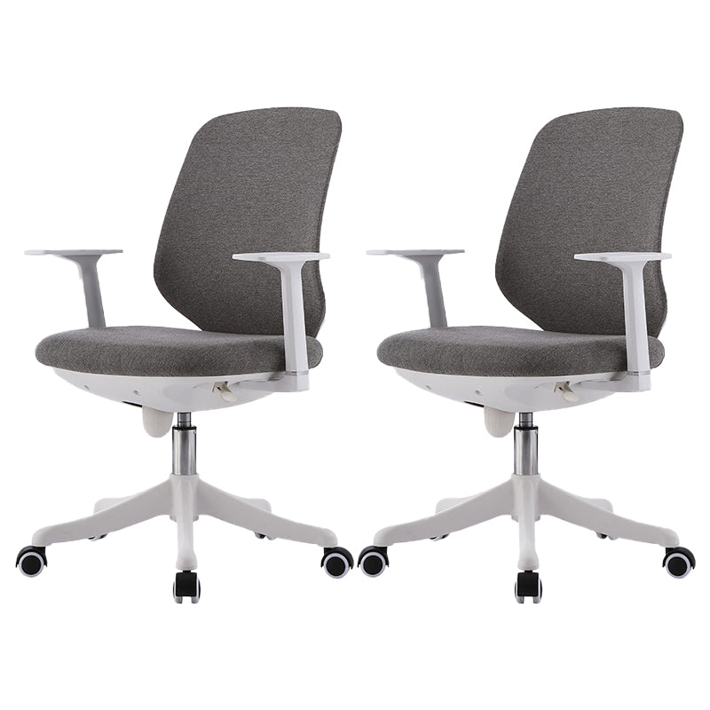 Contemporary Mid-Back Office Chair Gray Conference Fabric Swivel Chair