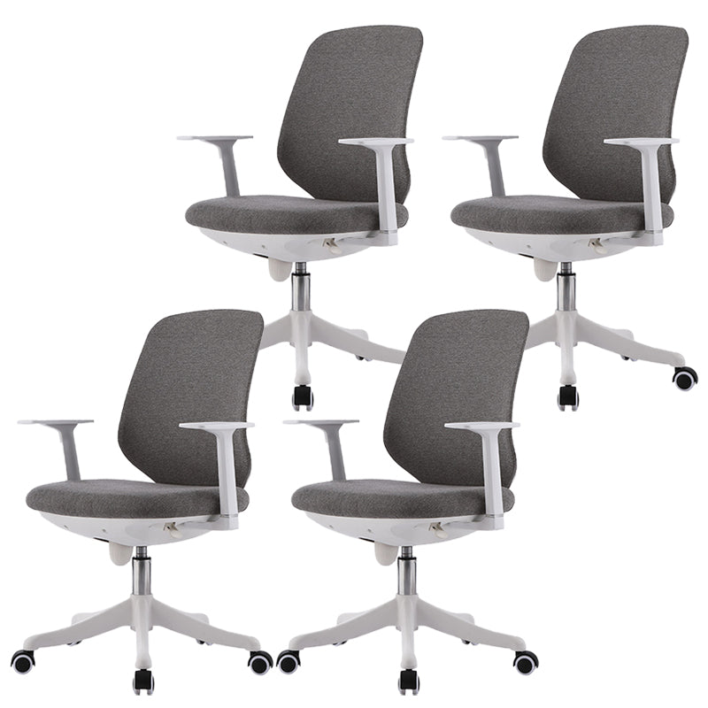 Contemporary Mid-Back Office Chair Gray Conference Fabric Swivel Chair