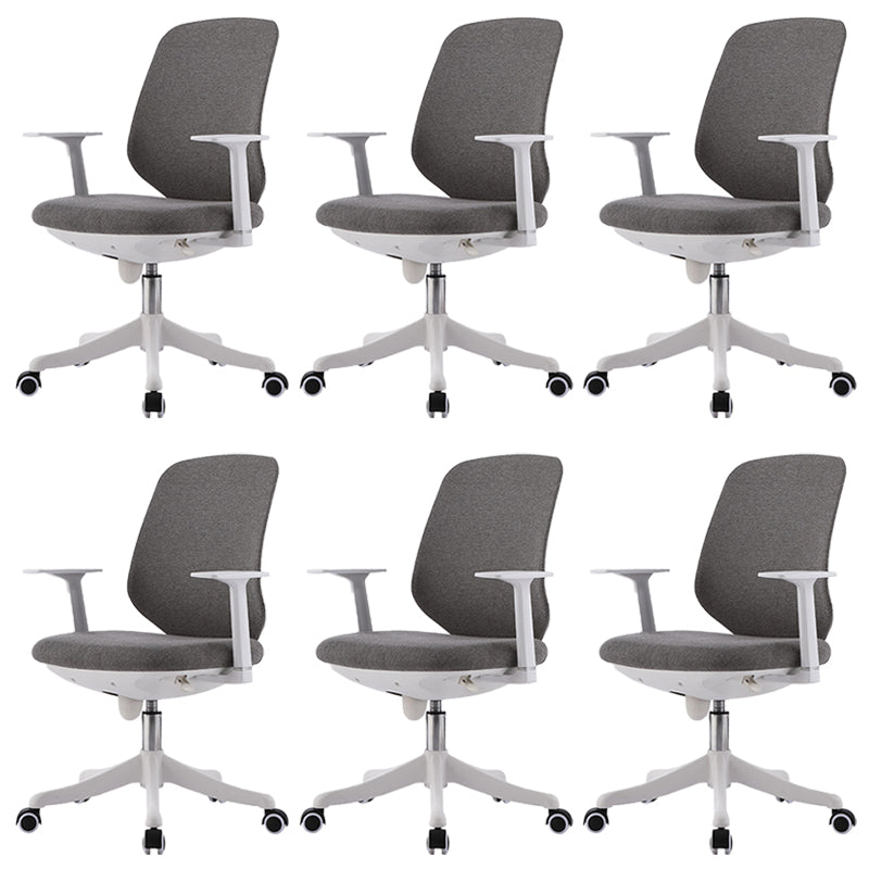 Contemporary Mid-Back Office Chair Gray Conference Fabric Swivel Chair