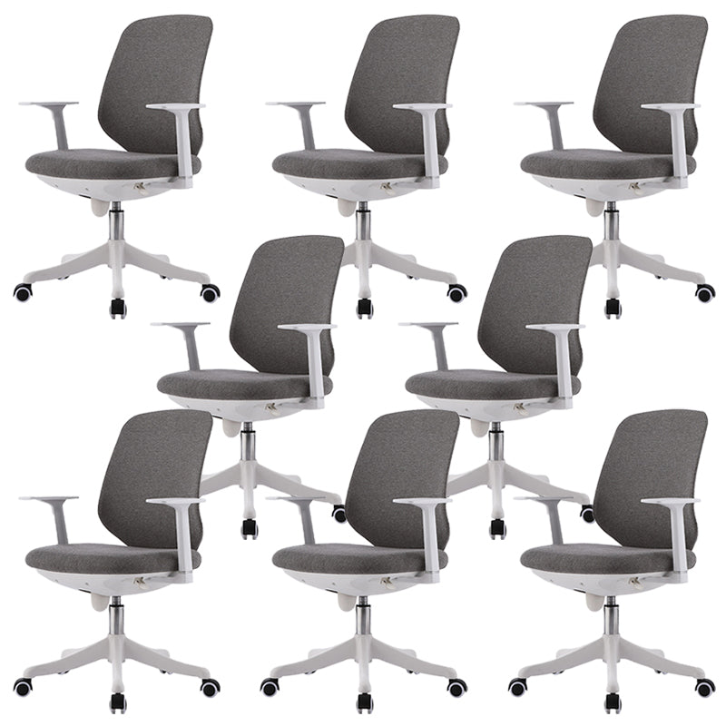 Contemporary Mid-Back Office Chair Gray Conference Fabric Swivel Chair