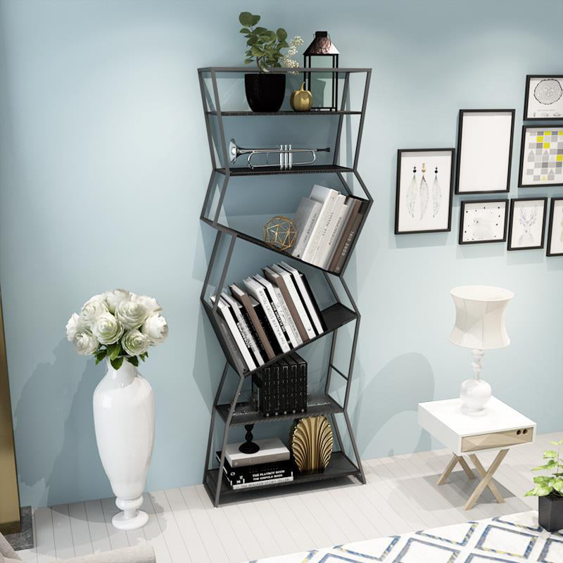 Modern Iron Bookcase Geometric Bookshelf for Living Room 71" H X 10" W