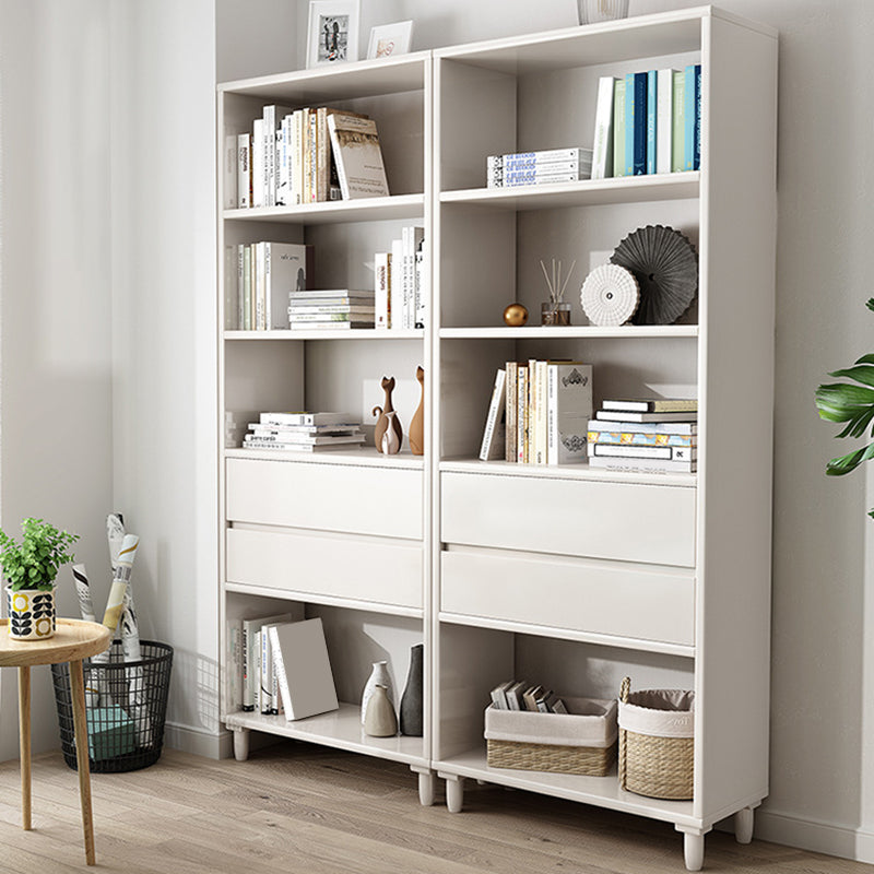 Modern Standard Open Bookshelf Wood 6 Shelf Bookcase with Drawer Storage