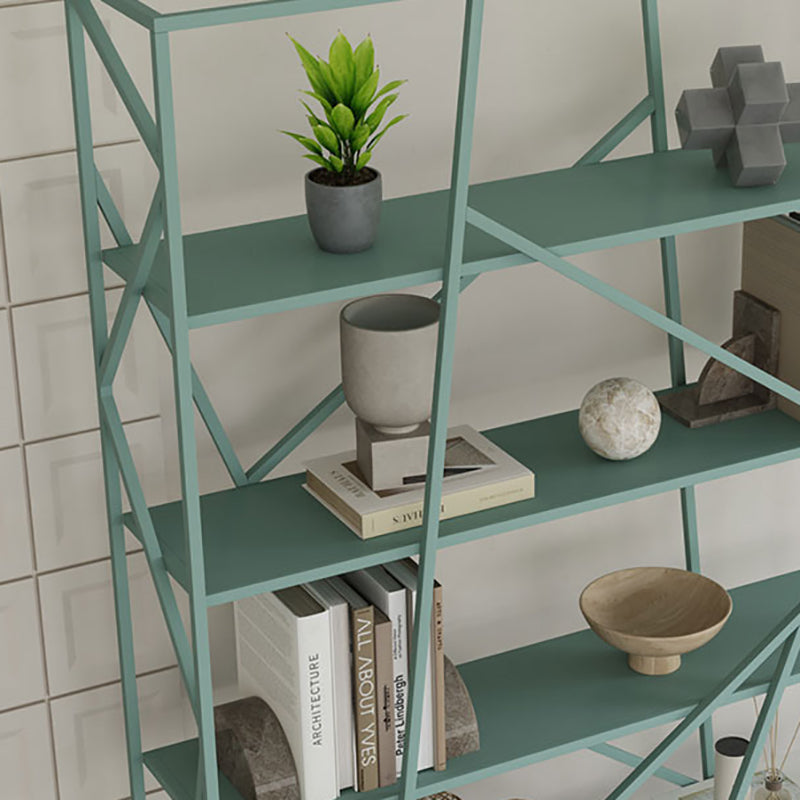 Metal Ladder Shelf Bookcase Modern Vertical Open Back Book Shelf