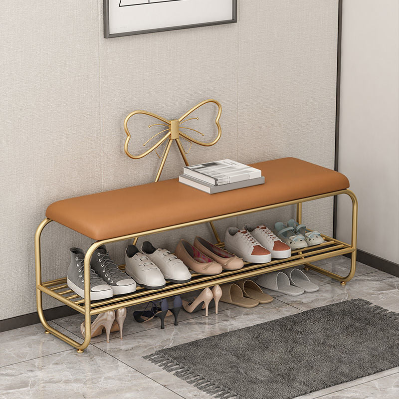 13.78 Inch Wide Glam Cushioned Bench Foam Bench with Shoes Storage