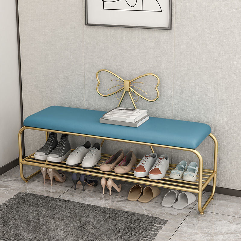 13.78 Inch Wide Glam Cushioned Bench Foam Bench with Shoes Storage