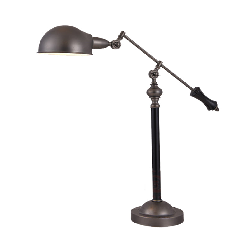 Countryside Swing Arm Reading Lamp Metal 1 Head Task Lighting in Black with Dome Shade