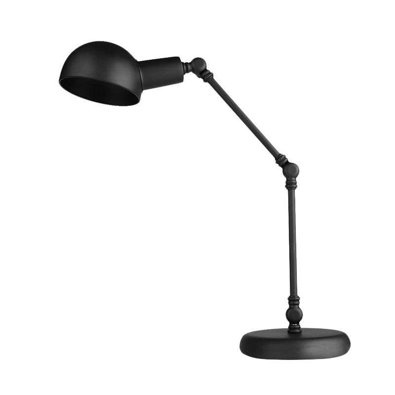 LED Task Light Industrial Style Domed Metallic Reading Book Lamp in Black with Swing Arm