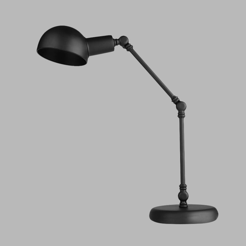 LED Task Light Industrial Style Domed Metallic Reading Book Lamp in Black with Swing Arm