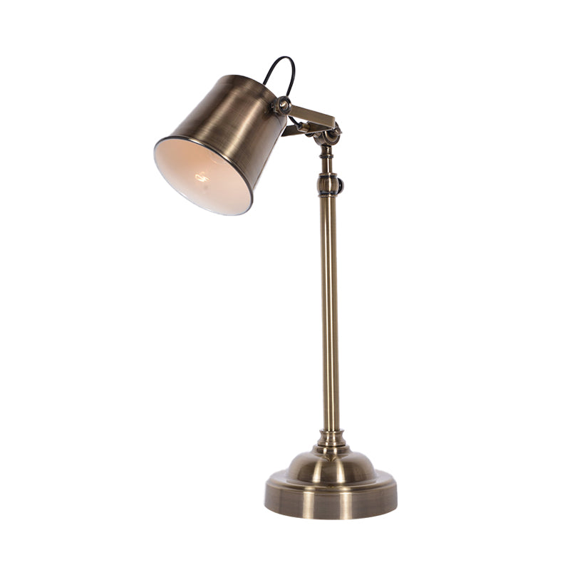 Metallic Bell Adjustable Table Lighting Antiqued 1 Light Study Room Reading Lamp in Silver