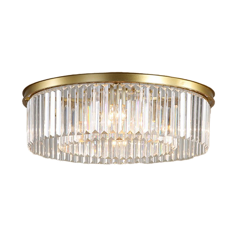 Modern Drum Ceiling Light Crystal Multiple-Light Flush Ceiling Lights