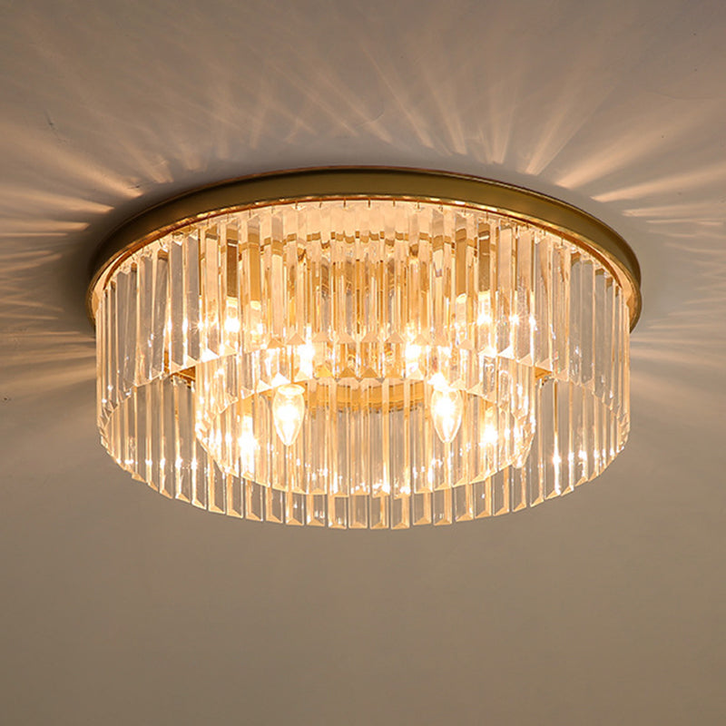 Modern Drum Ceiling Light Crystal Multiple-Light Flush Ceiling Lights