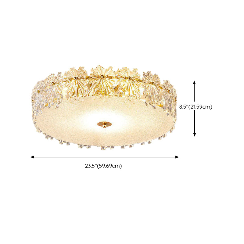 Modern Drum Flush Mount Lighting Crystal Multiple-Light Ceiling Lighting