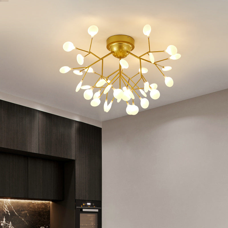 Branch Modern Style Flush Mount Metal Ceiling Light in Gold for Bedroom