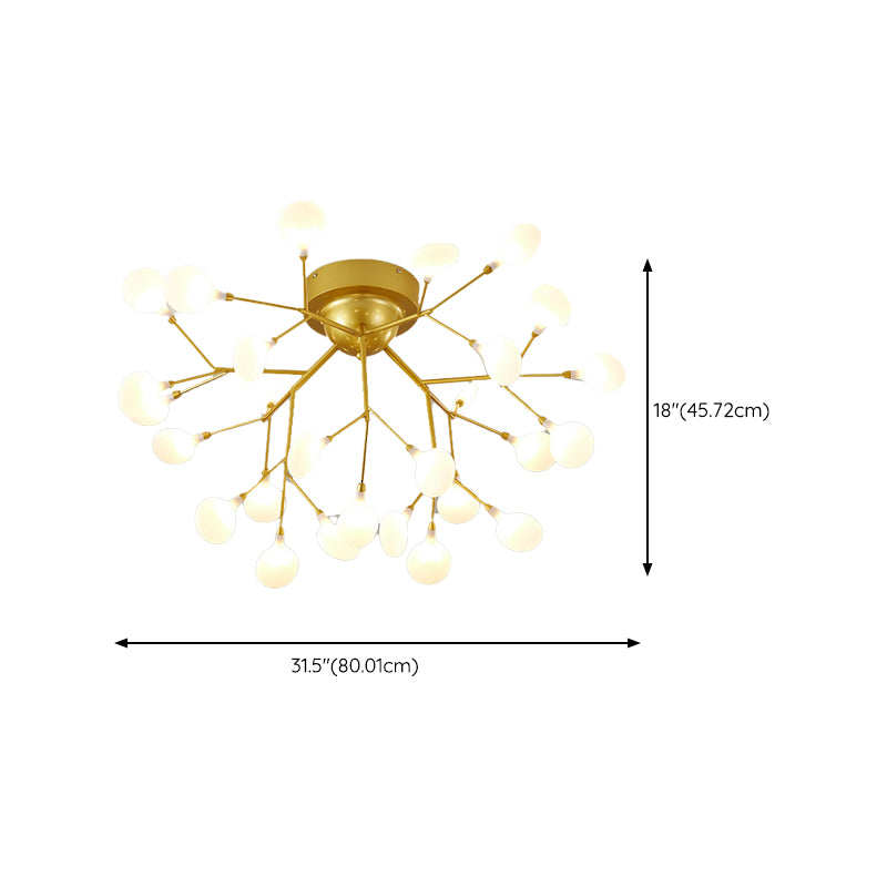 Branch Modern Style Flush Mount Metal Ceiling Light in Gold for Bedroom