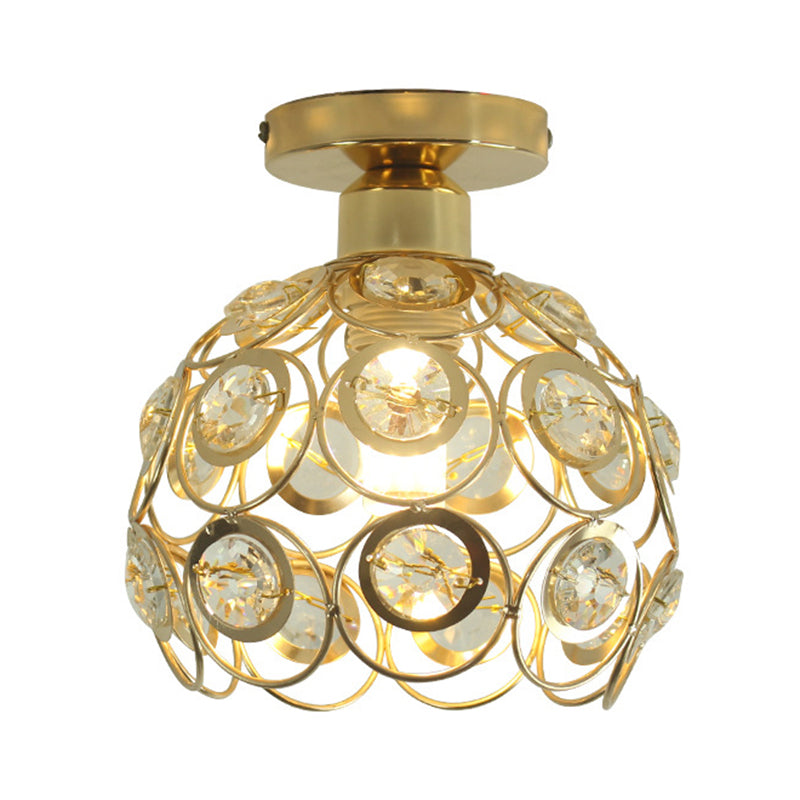 1-Light Modernist Flush Mount Crystal Ceiling Light for Aisle