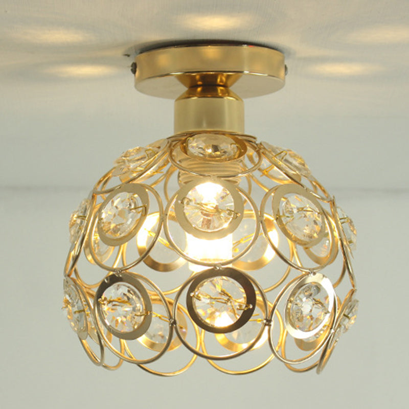 1-Light Modernist Flush Mount Crystal Ceiling Light for Aisle