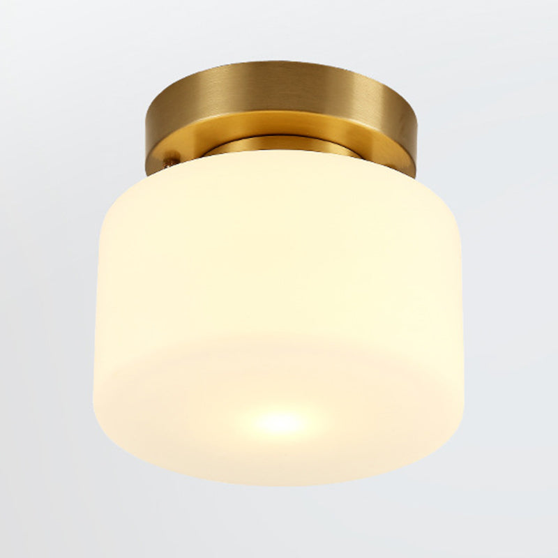 Contemporary Ceiling Lighting Drum Flush Mount Fixture with Glass for Vestibule