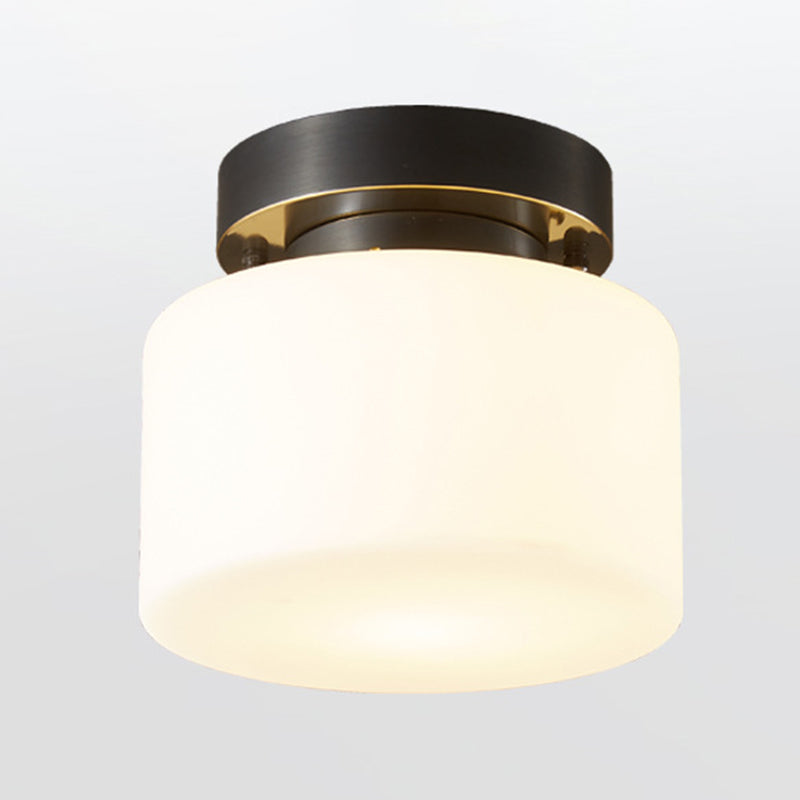 Contemporary Ceiling Lighting Drum Flush Mount Fixture with Glass for Vestibule