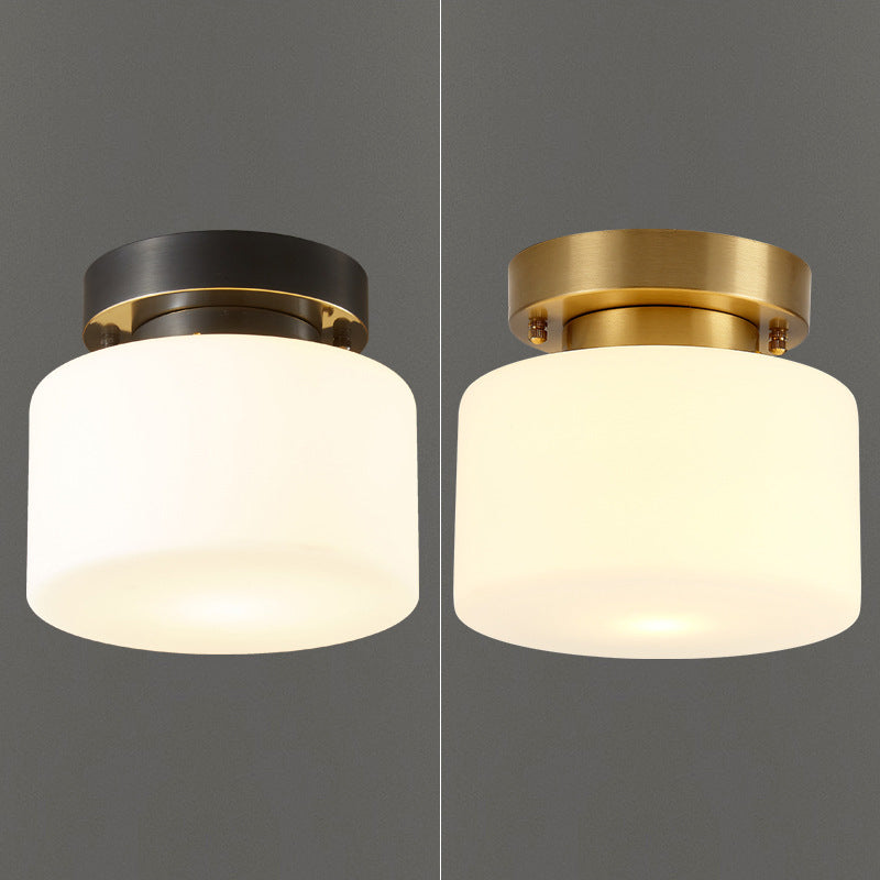 Contemporary Ceiling Lighting Drum Flush Mount Fixture with Glass for Vestibule