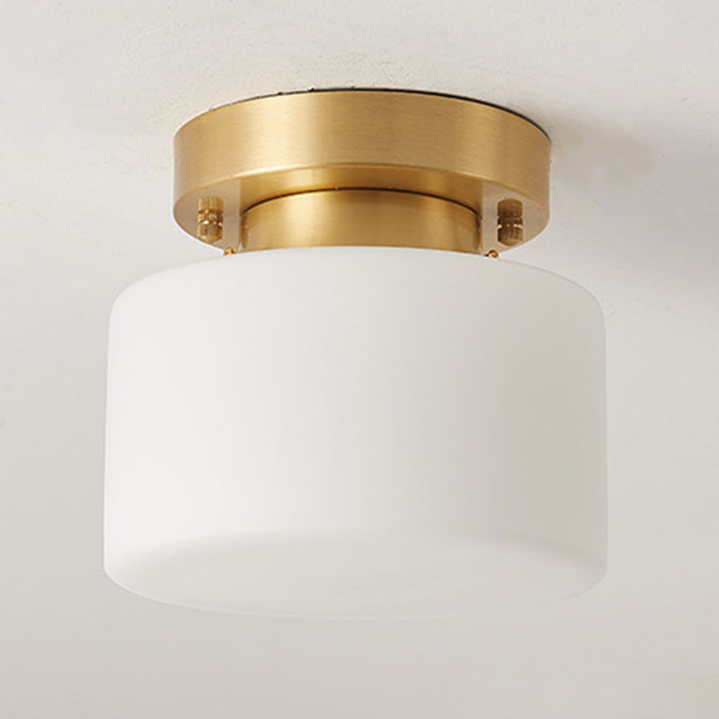 Contemporary Ceiling Lighting Drum Flush Mount Fixture with Glass for Vestibule