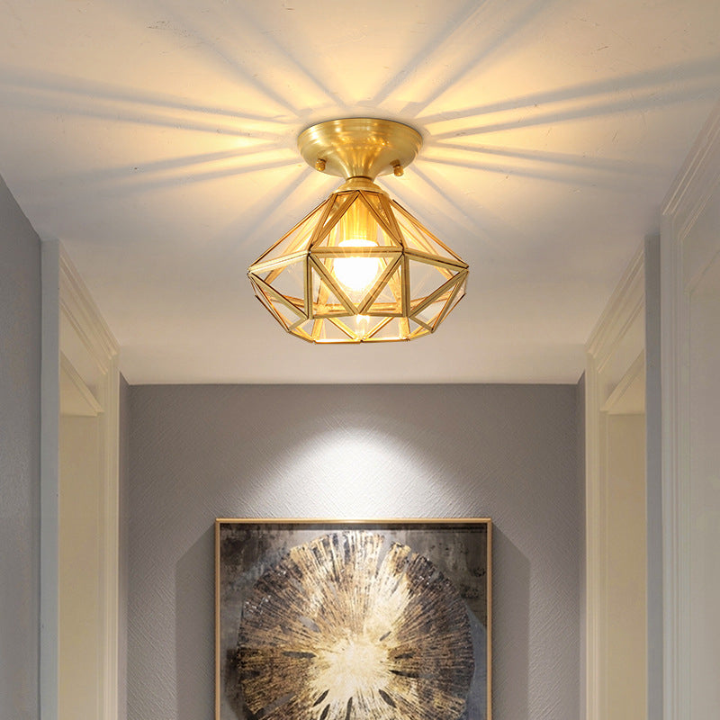 Diamond Shape Ceiling Lighting Modern Glass Flush Mount Fixture for Hallway