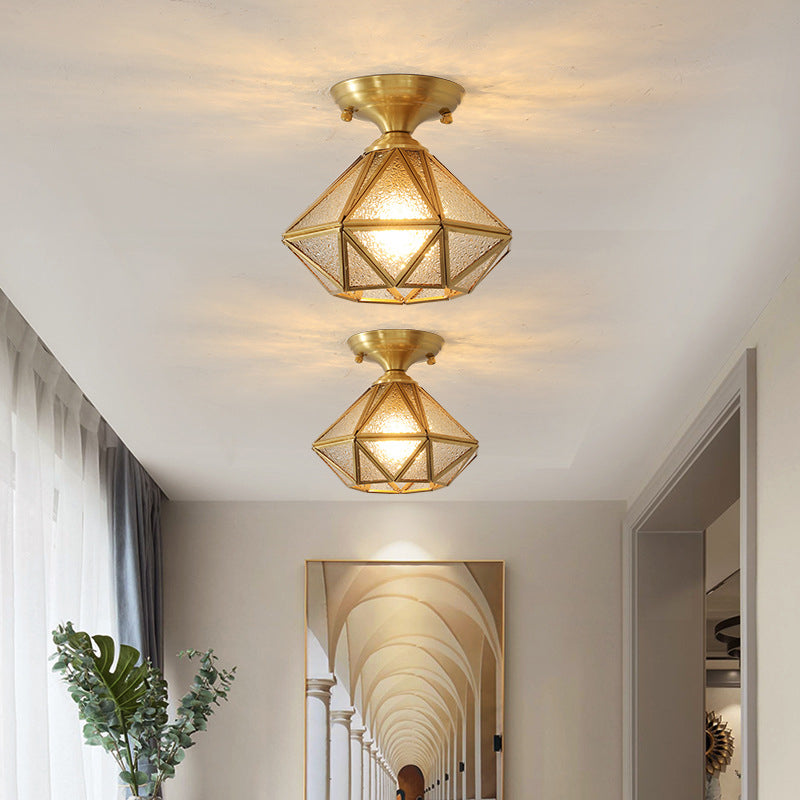 Diamond Shape Ceiling Lighting Modern Glass Flush Mount Fixture for Hallway