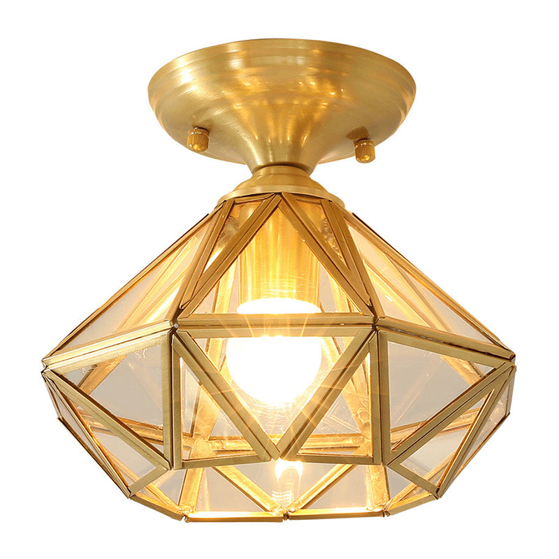 Diamond Shape Ceiling Lighting Modern Glass Flush Mount Fixture for Hallway