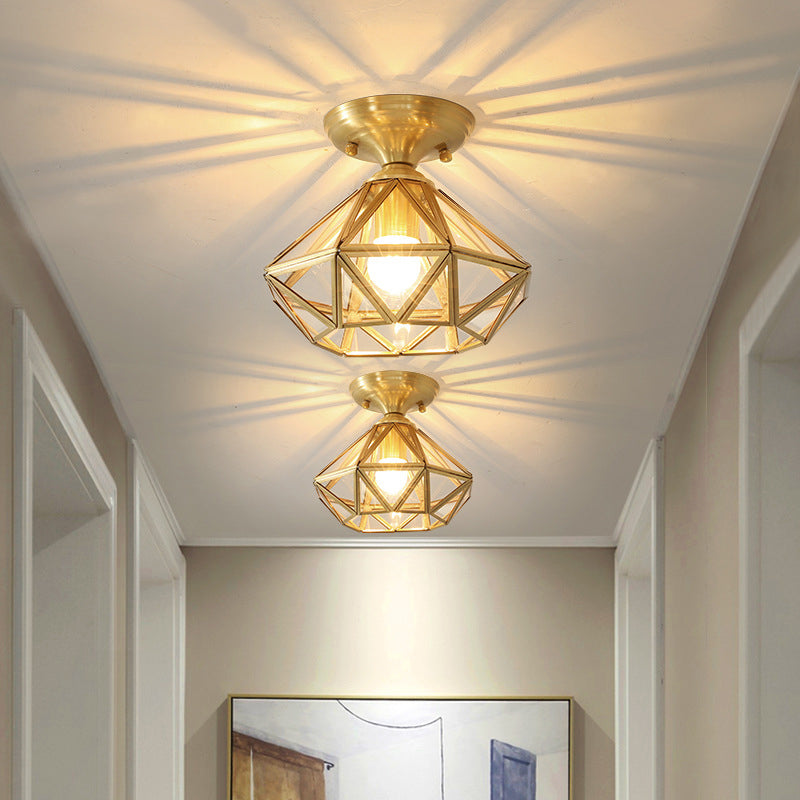 Diamond Shape Ceiling Lighting Modern Glass Flush Mount Fixture for Hallway