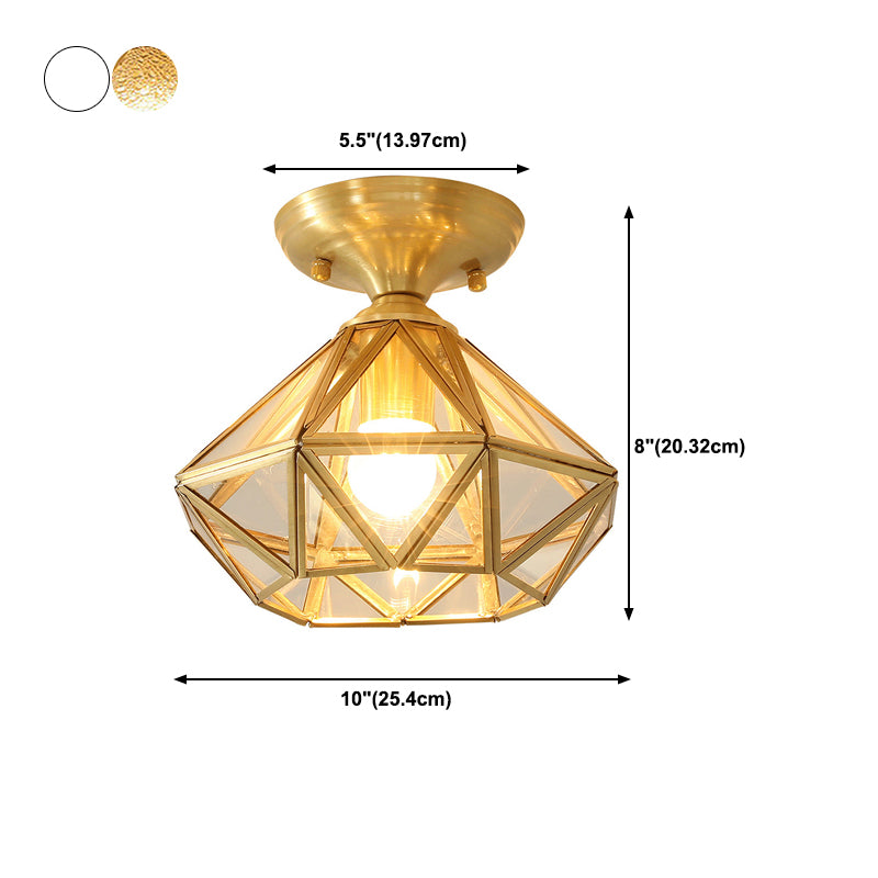 Diamond Shape Ceiling Lighting Modern Glass Flush Mount Fixture for Hallway