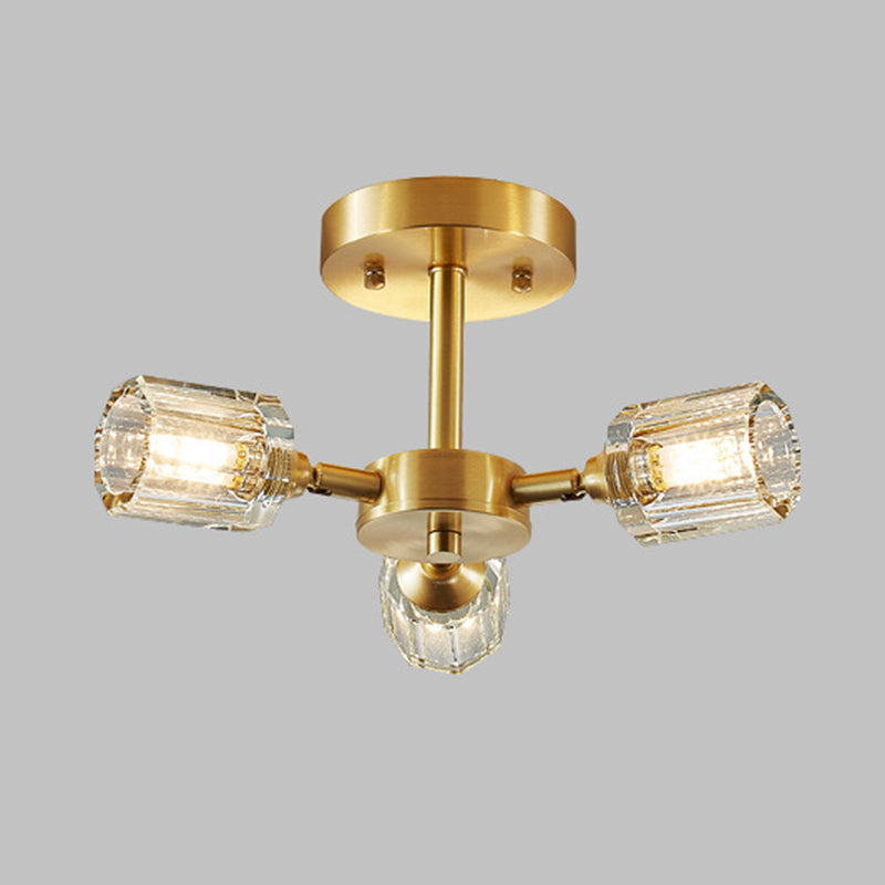 3/4/5/6-Light Modern Golden Flush Mount Lighting Crystal Shaded Ceiling Light