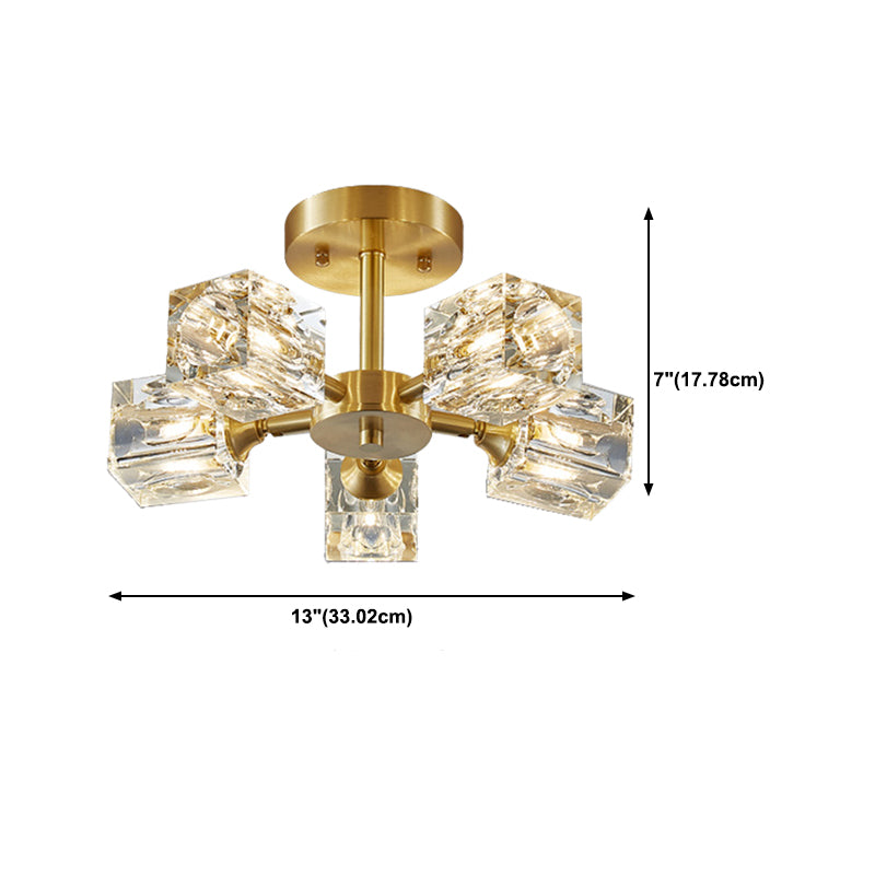 3/4/5/6-Light Modern Golden Flush Mount Lighting Crystal Shaded Ceiling Light