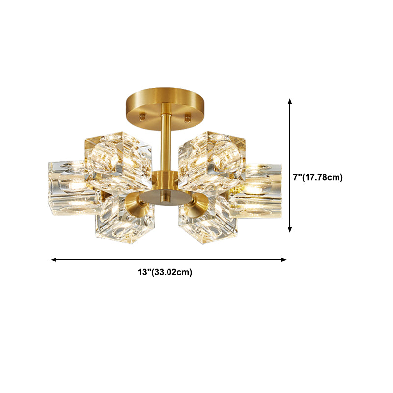 3/4/5/6-Light Modern Golden Flush Mount Lighting Crystal Shaded Ceiling Light