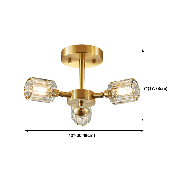 3/4/5/6-Light Modern Golden Flush Mount Lighting Crystal Shaded Ceiling Light