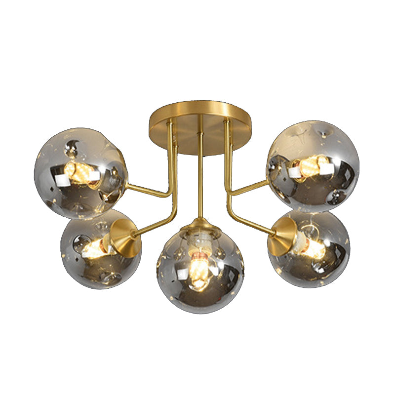 Sputnik Ceiling Lighting Modern Glass Semi Flush Mount for Living Room